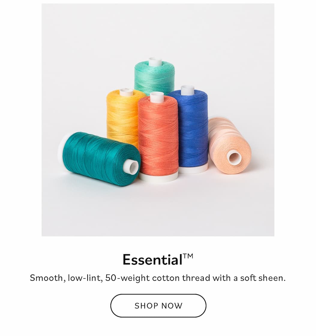 Essential TM Smooth, low-lint, 50-weight cotton thread with a soft sheen