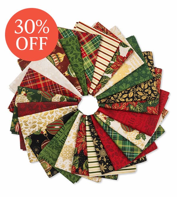 Image: A fabric precut sampler displayed in a fanned rosette. Text: 30% Off >>