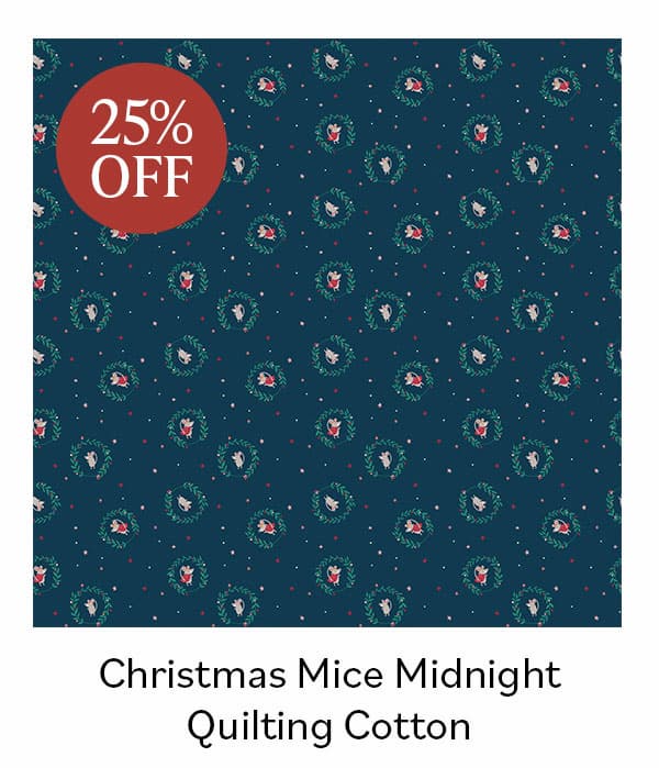 Christmas Mice Midnight Quilting Cotton
