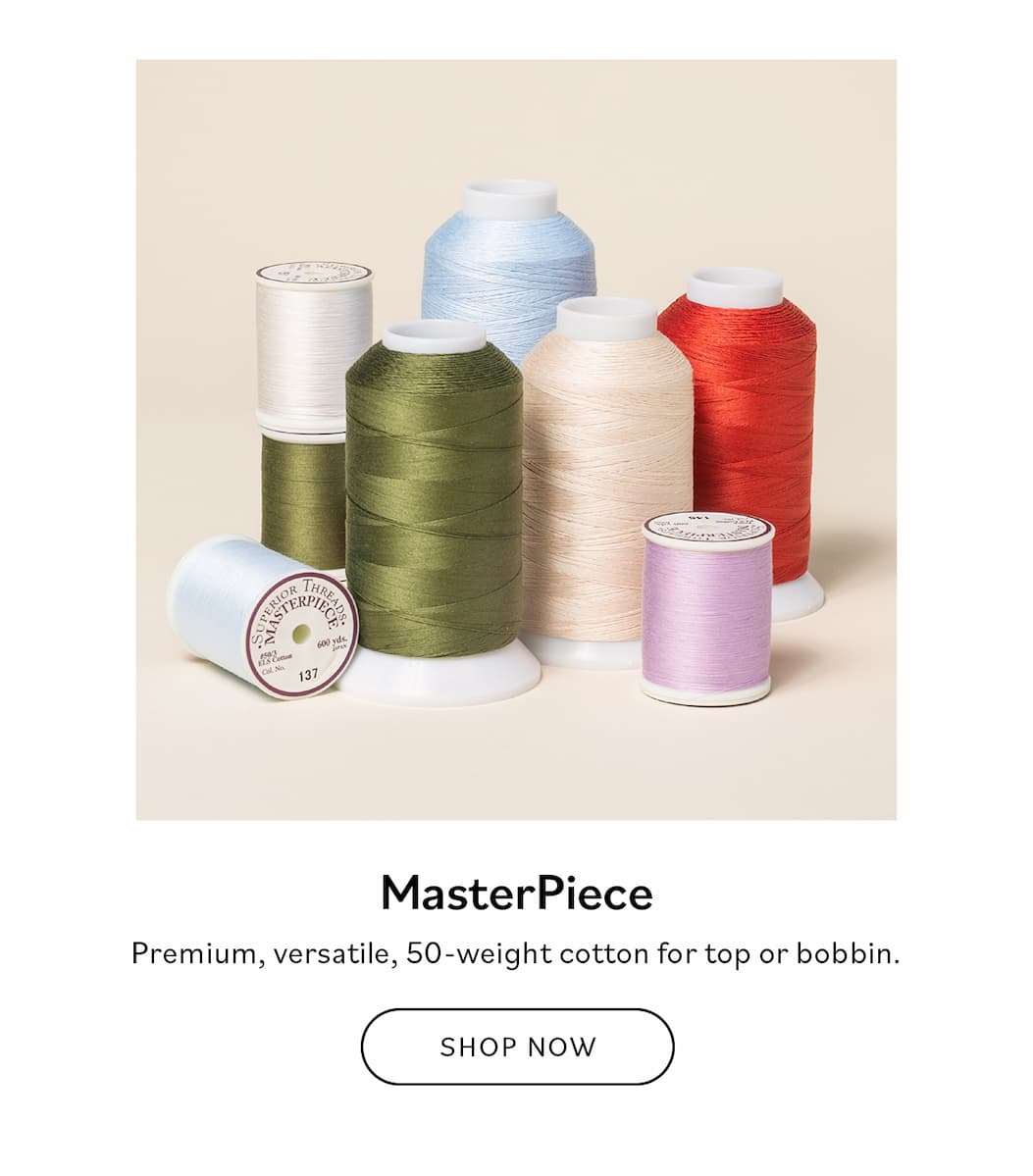 MasterPiece Premium, versatile, 50-weight cotton for top or bobbin