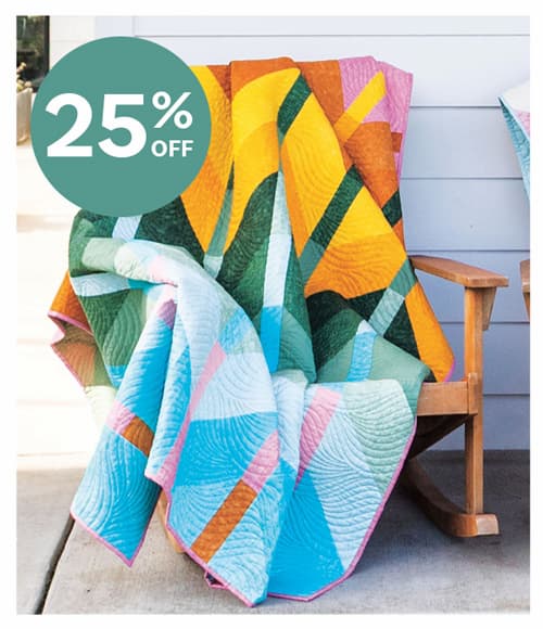 A colorful quilt kit featuring ombre mountains. >>