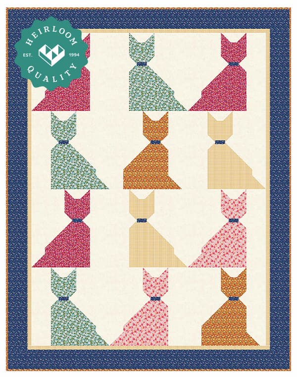 Quilt with colorful cats on it
