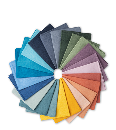 Image: A fanned circle of colorful fabric fat quarters >>