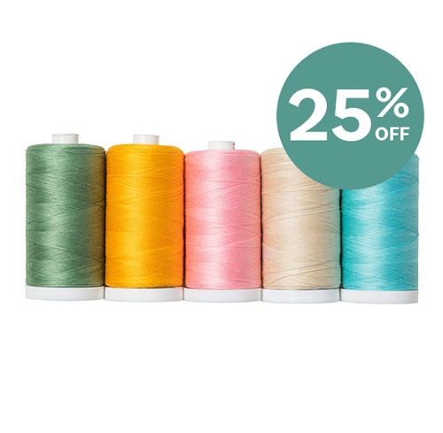 A set of 5 spools of thread in spring colors >>