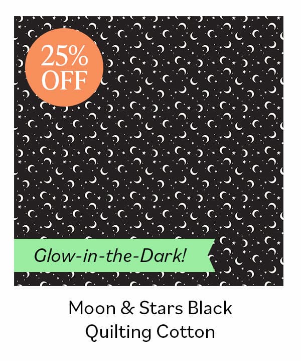 Moon & Stars Black Quilting Cotton