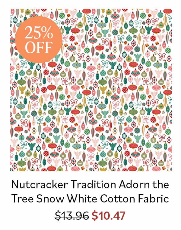 25% Off Nutcracker Tradition Adorn the Tree Snow White Quilting Cotton Fabric