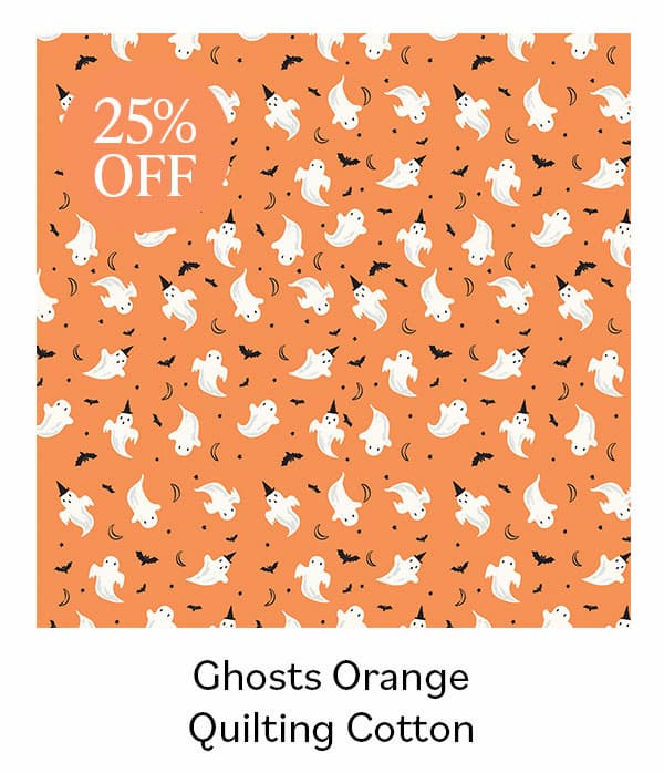 Ghosts Orange Quilting Cotton