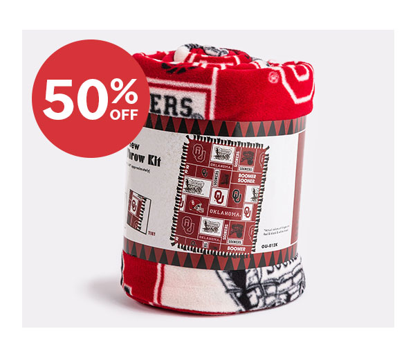Image: A no-sew fleece fabric roll. Text: 50% off >>