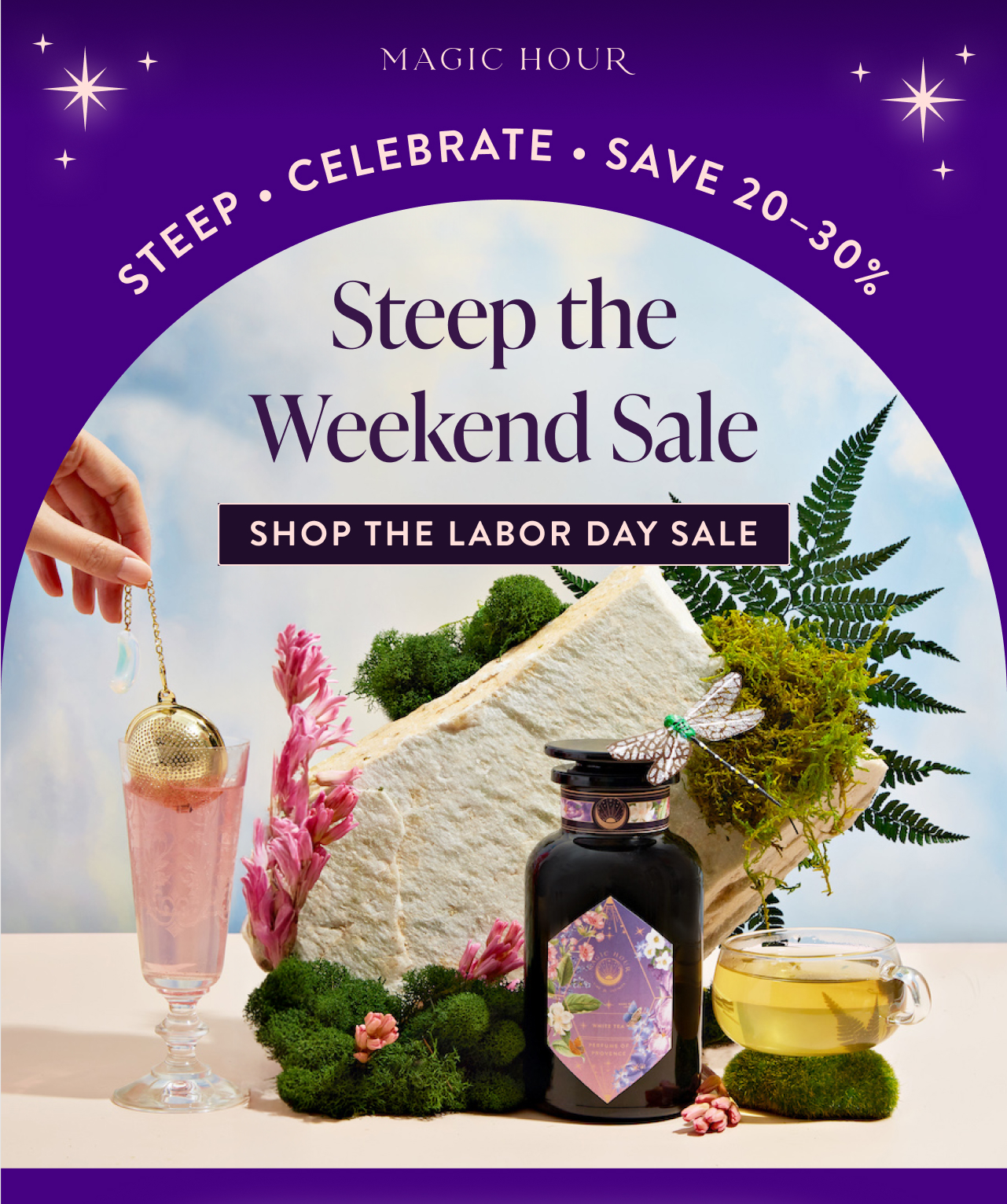 Sip Into Savings This Labor Day Weekend Salutation cherry cola, lemon lime & Cream soda Celebrate your rituals with 20–30% off select collections. Lorem ipsum dolor sit amet, consectetur adipiscing elit. Nisl justo aliquet volutpat eu proin lectus tempor nibh accumsan. In faucibus enim morbi ipsum. Senectus enim orci, feugiat amet, aenean vitae amet. Diam interdum tellus sed feugiat ut diam viverra. shop the labor day sale Hard Work Pays Off! This Labor Day, your hard work pays off in every cup. From cooling iced teas to select everyday sips, and even farewell blends soon leaving our shelves, this is the perfect time to refresh your tea cabinet and treat yourself to timeless rituals.  20% Off Cosmic Garden Iced Teas   20% Off Select Sips   30% Off Farewell Favorites   Limited Edition Labor Day Mystery Box Subhead shop the labor day sale