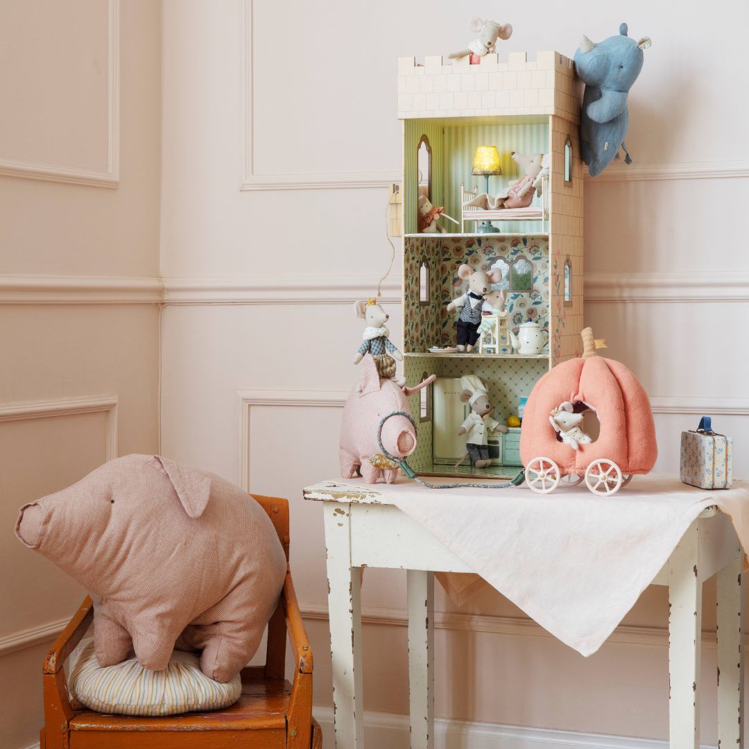 Maileg Mouse Castle and Pumpkin Carriage.