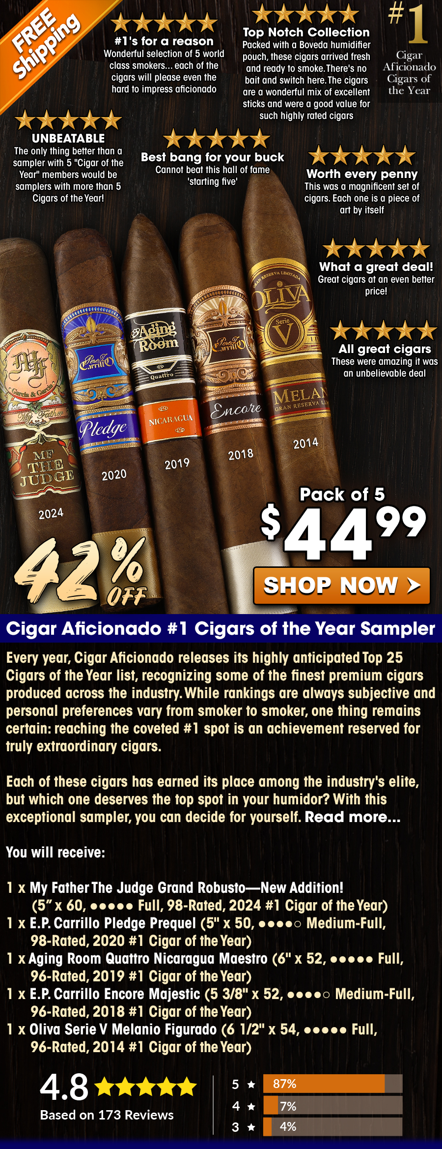 Cigar Aficionado #1 Cigars of the Year Sampler