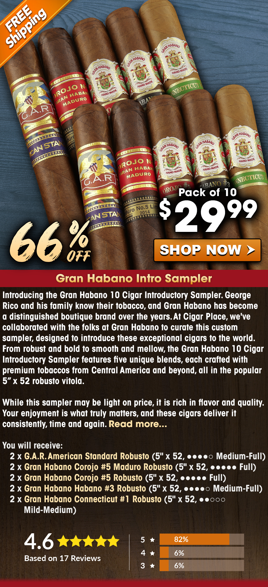 Gran Habano 10 Cigar Introductory Sampler