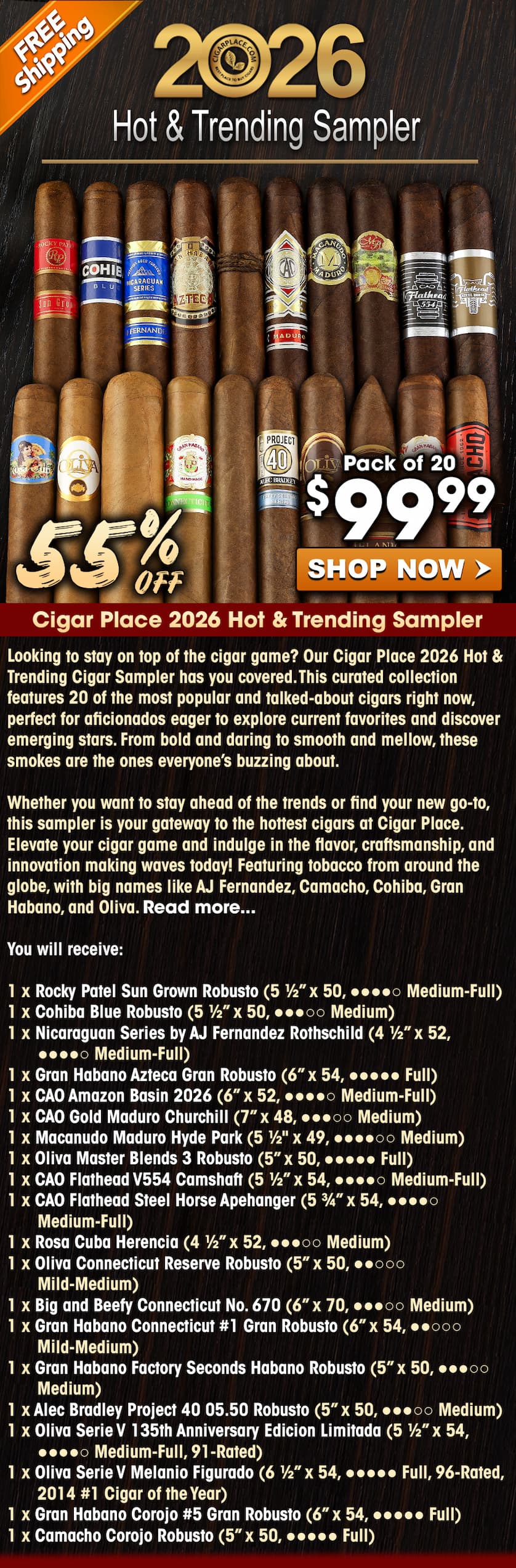 Cigar Place 2026 Hot & Trending Cigar Sampler