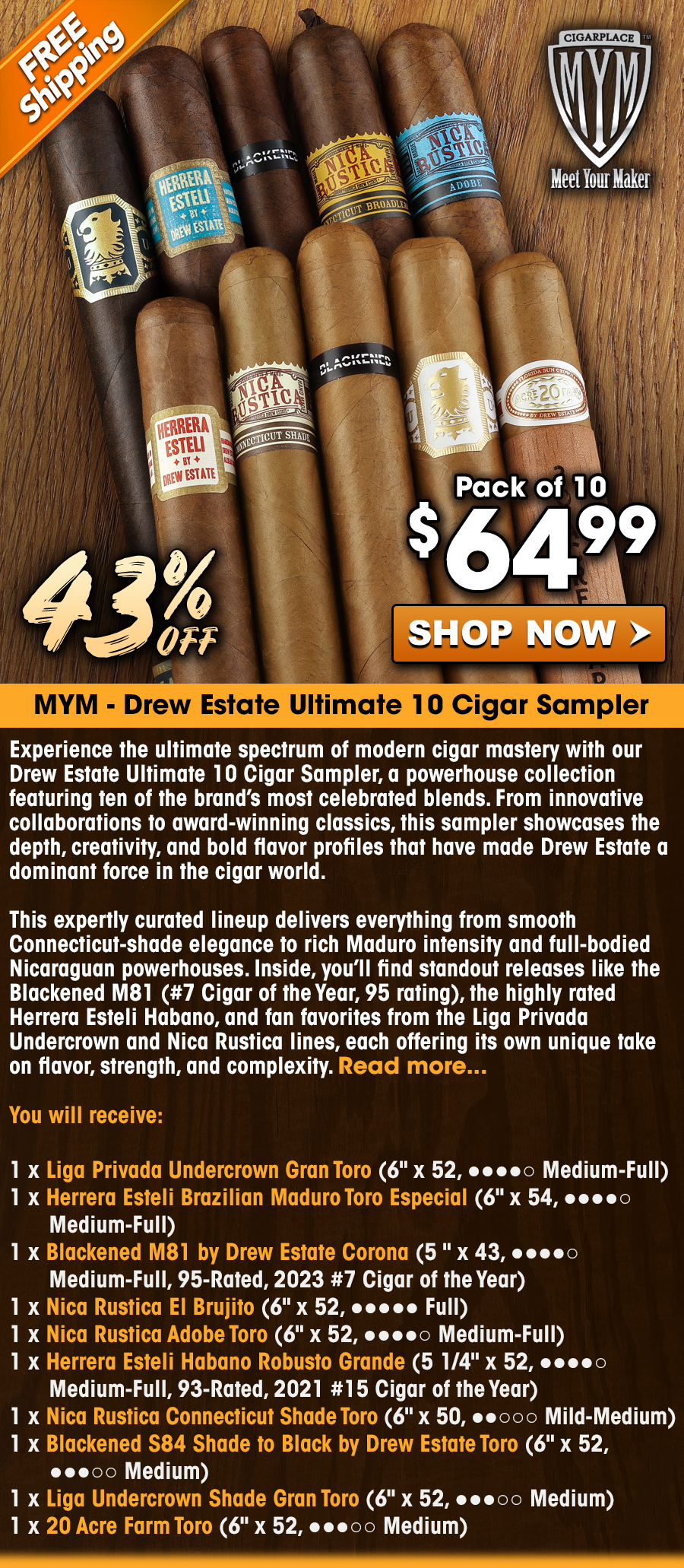 MYM - Drew Estate Ultimate 10 Cigar Sampler