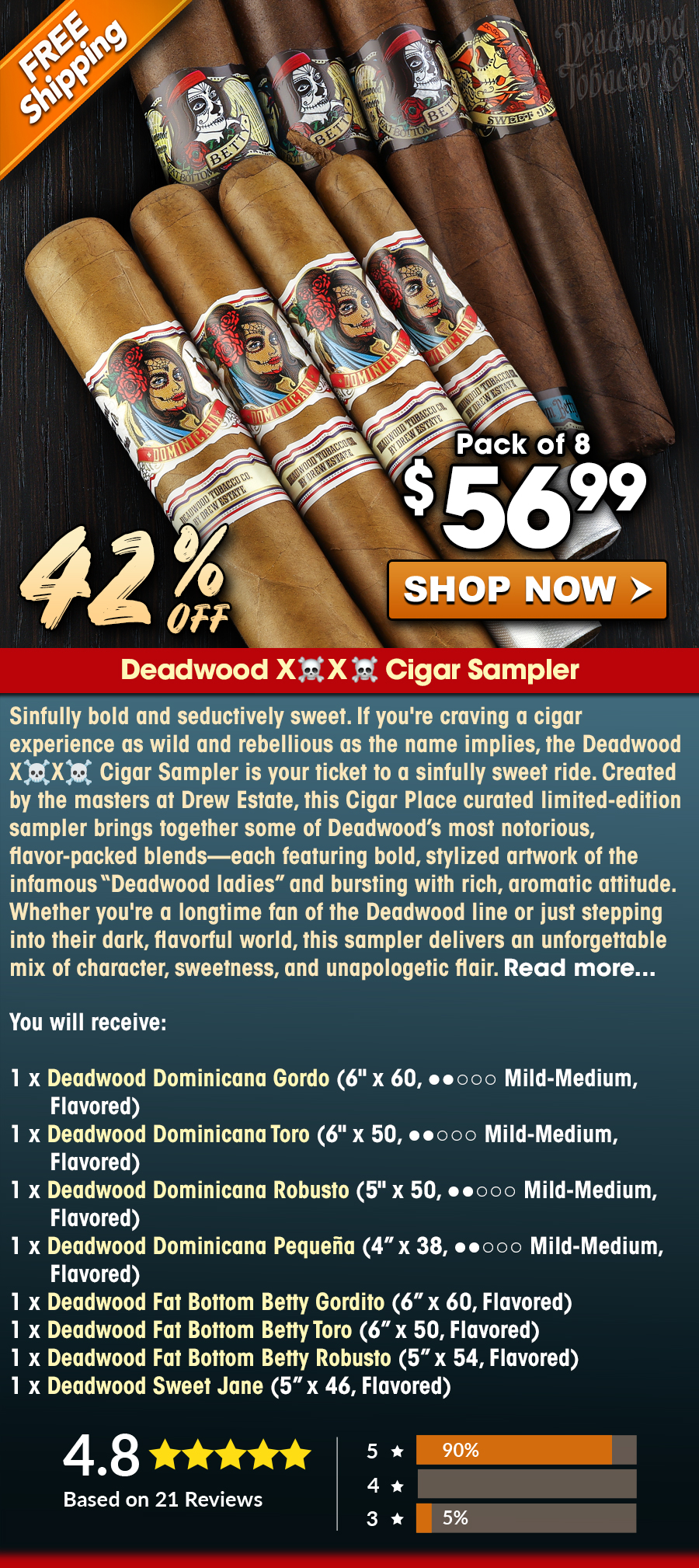 Deadwood X☠️X☠️ Cigar Sampler