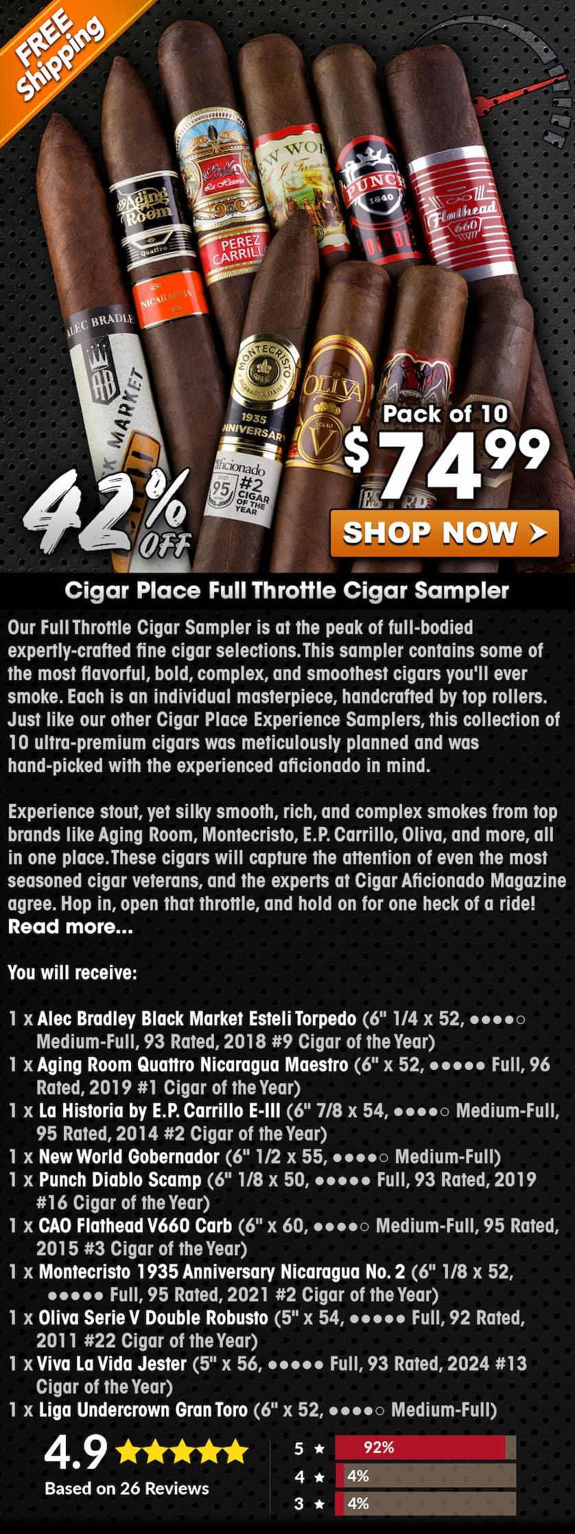 Cigar Place Full Throttle Cigar Sampler