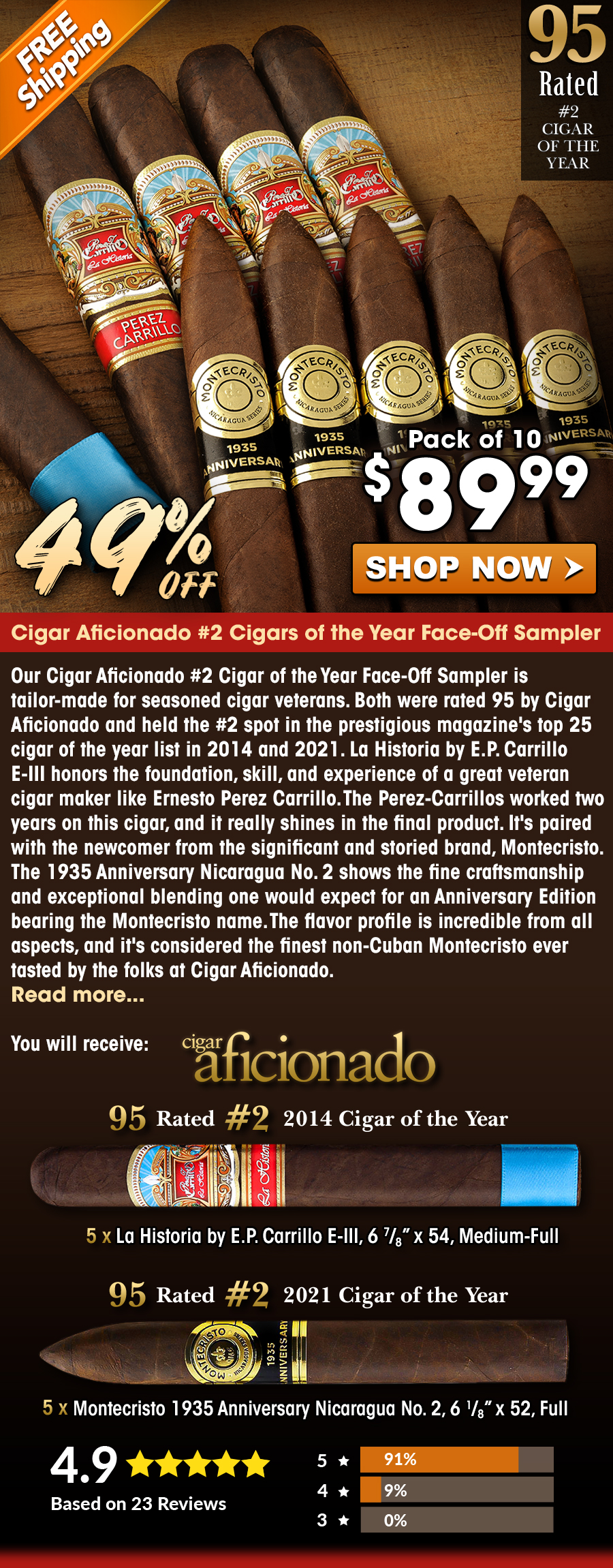 Cigar Aficionado #2 Cigars of the Year Face-Off Sampler