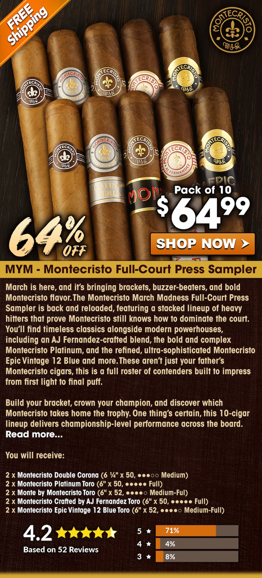 MYM - Montecristo March Madness Full-Court Press Sampler