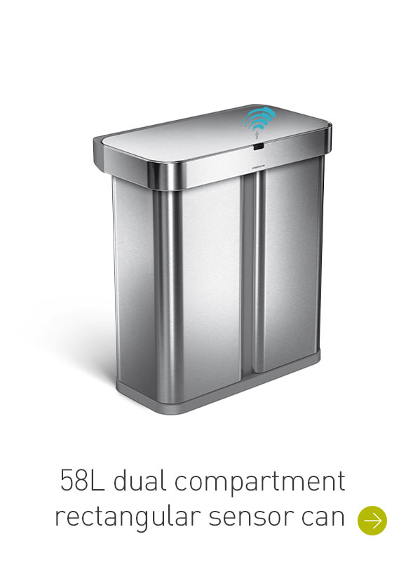 58L dual compartment rectangular sensor can
