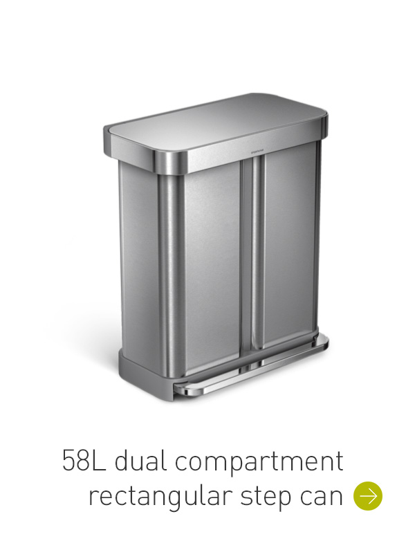 58L dual compartment rectangular step can