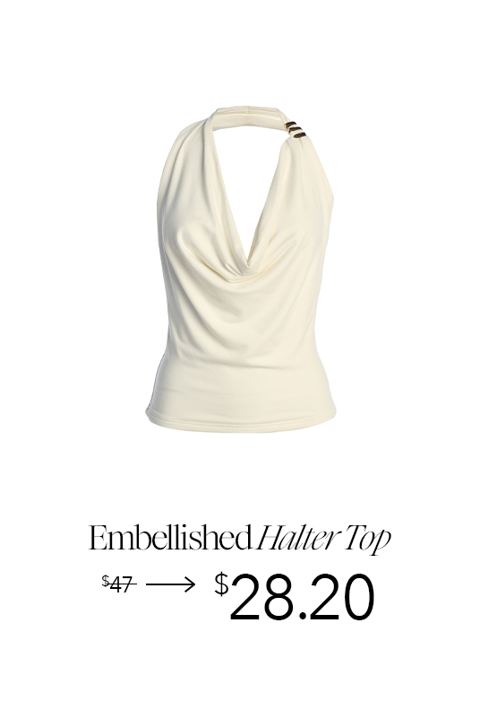 White Embellished Halter Top