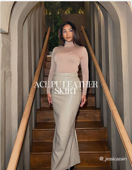 JLUXLABEL TAN ACE PU LEATHER SKIRT