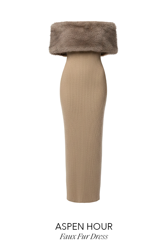 JLUXLABEL CHOCOLATE ASPEN HOUR FAUX FUR DRESS