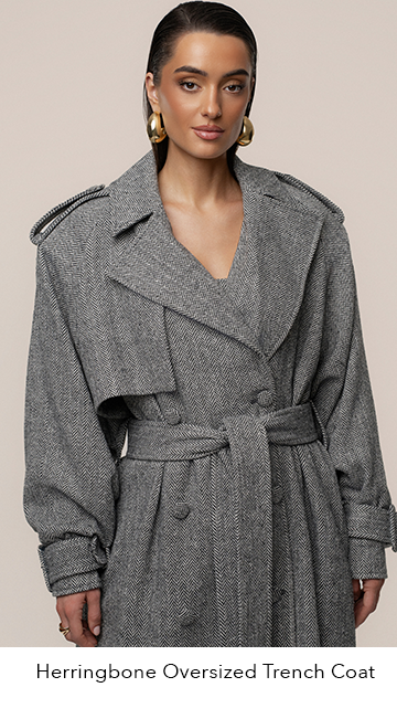 JLUXLABEL HERRINGBONE OVERSIZED TRENCH COAT