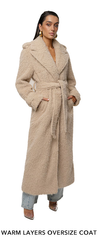 JLUXLABEL BEIGE WARM LAYERS OVERSIZE COAT