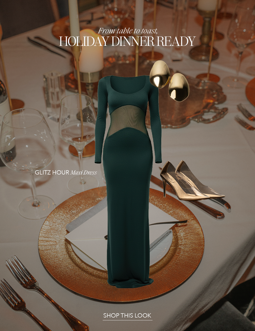 Emerald Glitz Hour Maxi Dress