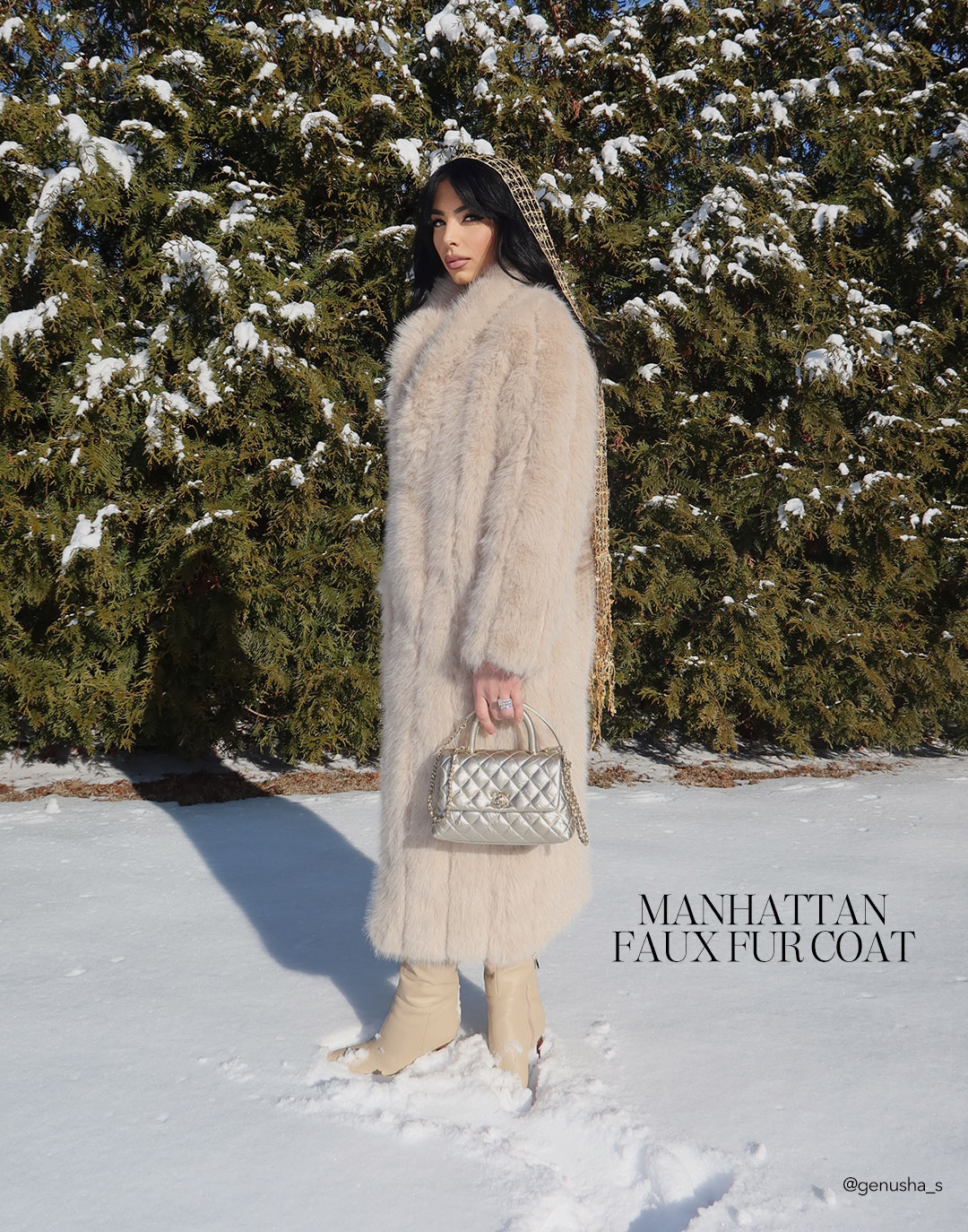 JLUXLABEL BEIGE MANHATTAN FAUX FUR COAT