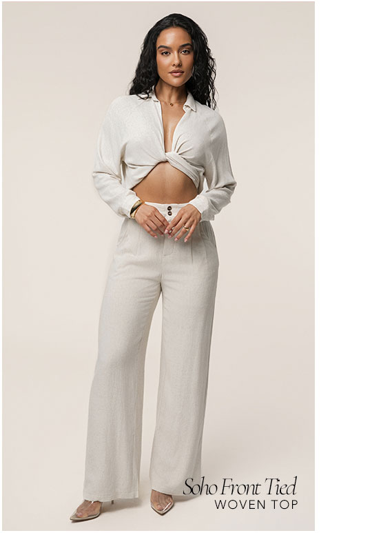 Stone Soho Front Tied Woven Top