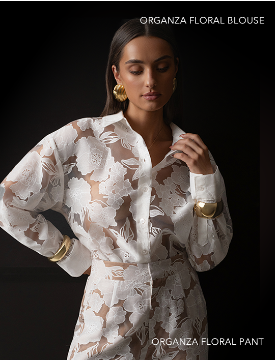 JLUXLABEL ORGANZA FLORAL PANT AND BLOUSE