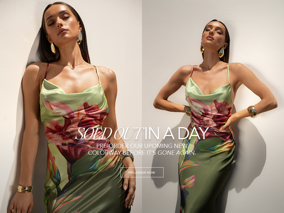 Green Satin Floral Print Maxi Dress