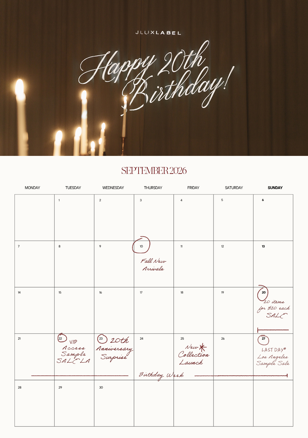 JLUXLABEL Calendar