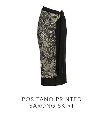Black Positano Printed Sarong Skirt