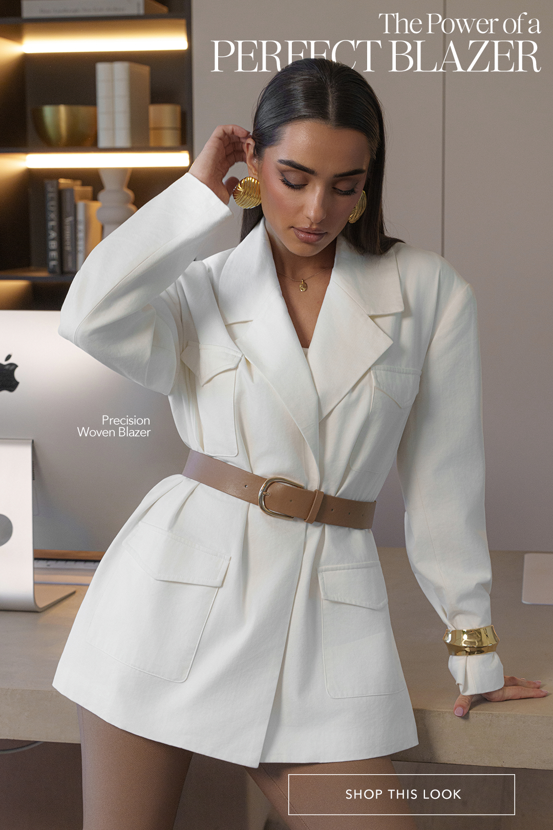 Ivory Precision Woven Blazer Sale price