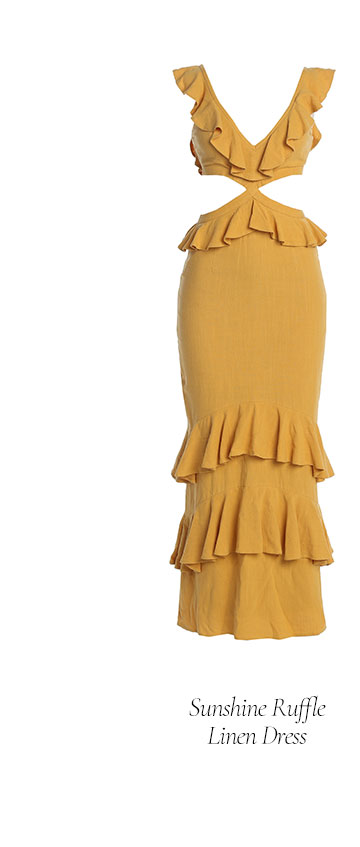 Yellow Sunshine Ruffle Linen Dress