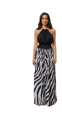 JLUXLABEL navy-zebra-resort-glow-chiffon-pant