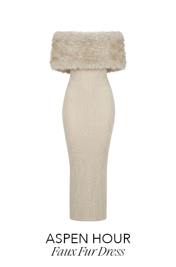 Stone Aspen Hour Faux Fur Dress