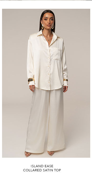 Ivory Island Ease Collared Satin Top