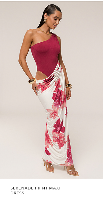 Red Floral Serenade Print Maxi Dress