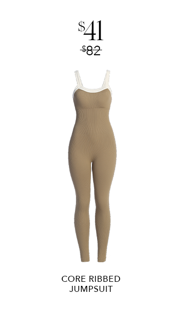 JLUXLABEL BEIGE/WHITE CORE RIBBED JUMPSUIT