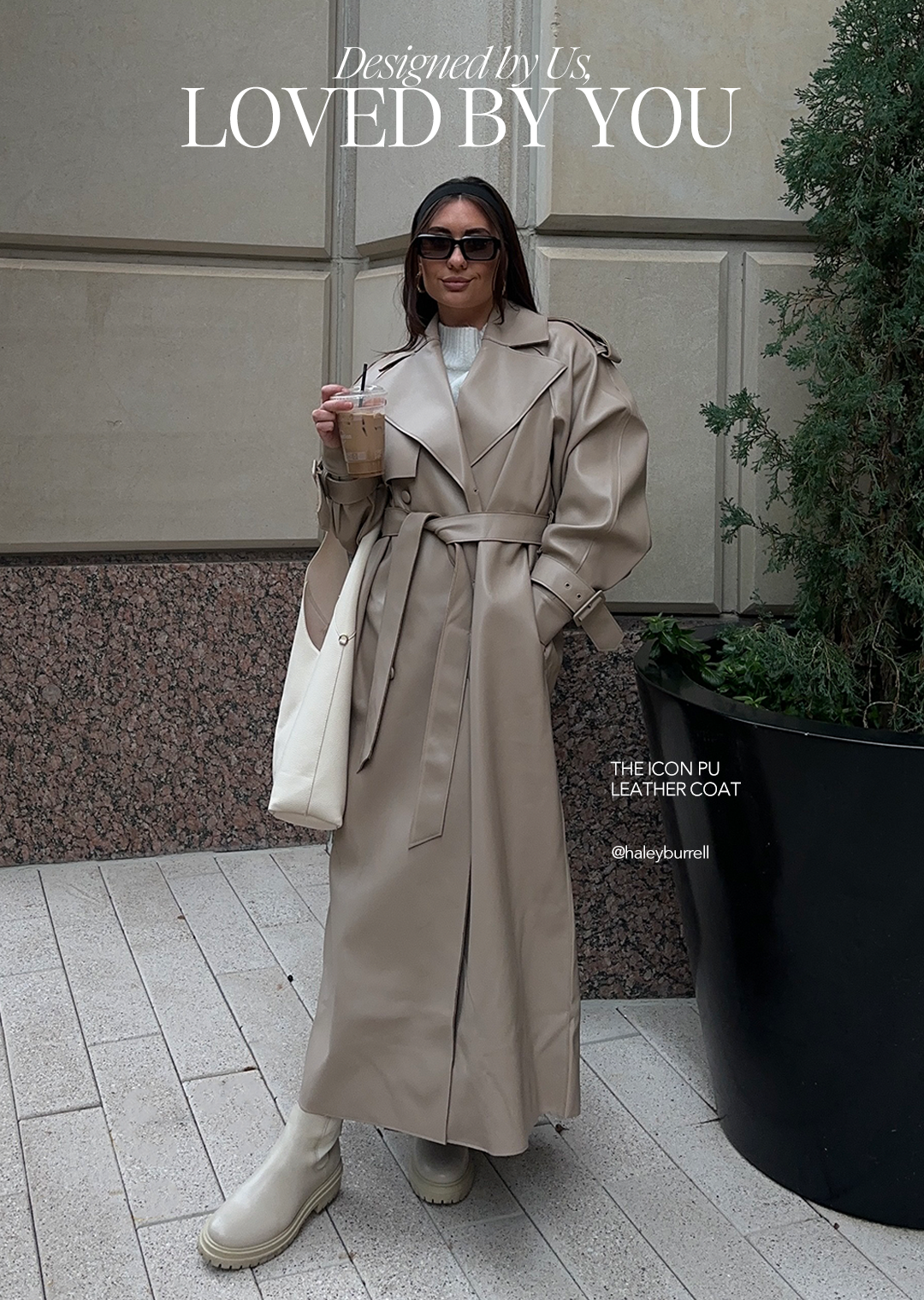 JLUXLABEL TAN THE ICON PU LEATHER COAT
