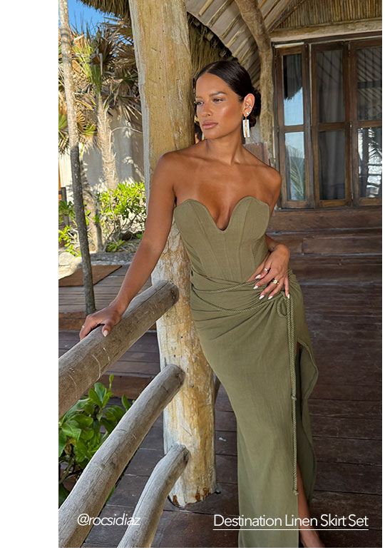 Olive Destination Linen Skirt Set