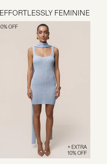 JLUXLABEL Blue Ribbed Scarf mini dress