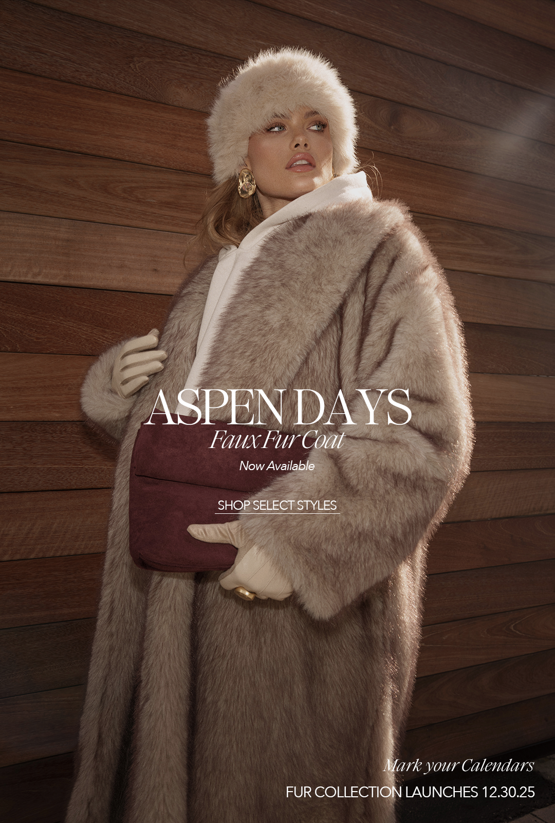 JLUXLABEL IVORY/BROWN ASPEN DAYS FAUX FUR COAT
