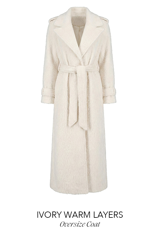 JLUXLABEL IVORY WARM LAYERS OVERSIZE COAT