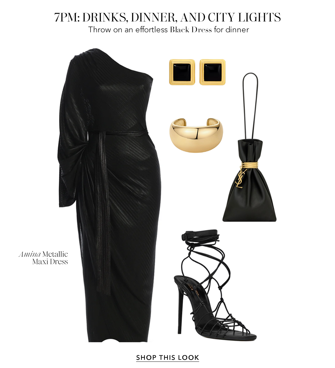 Black Amina Metallic Maxi Dress