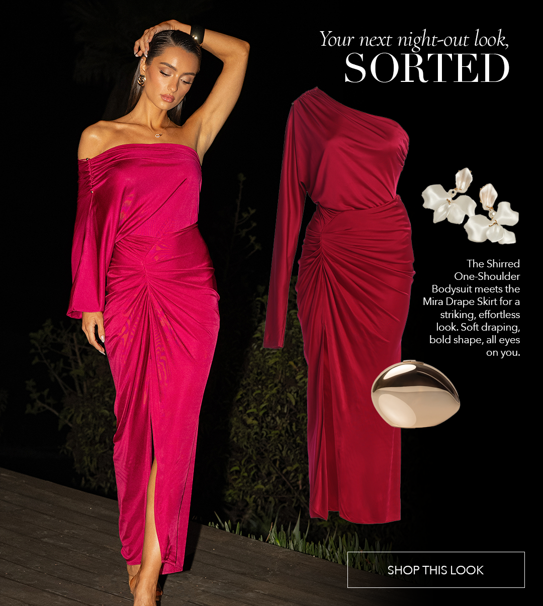 Berry Mira Drape Maxi Skirt